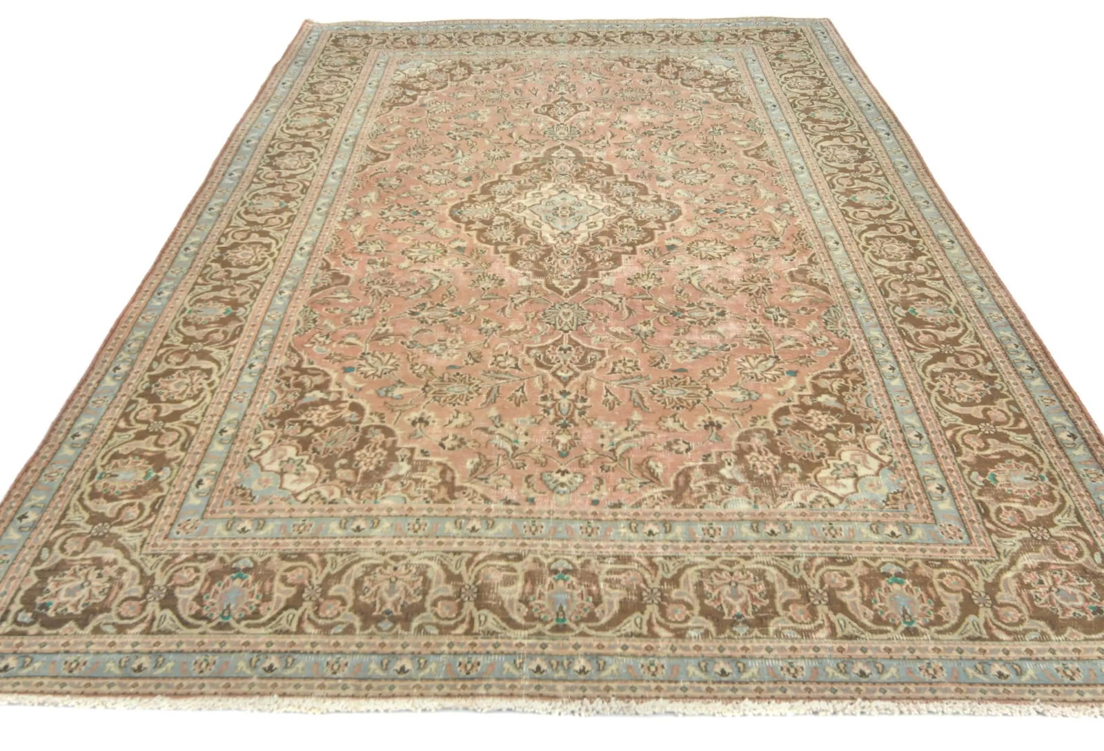 Semi Antique Muted Salmon Floral 6X9 Distressed Vintage Oriental Rug - 2