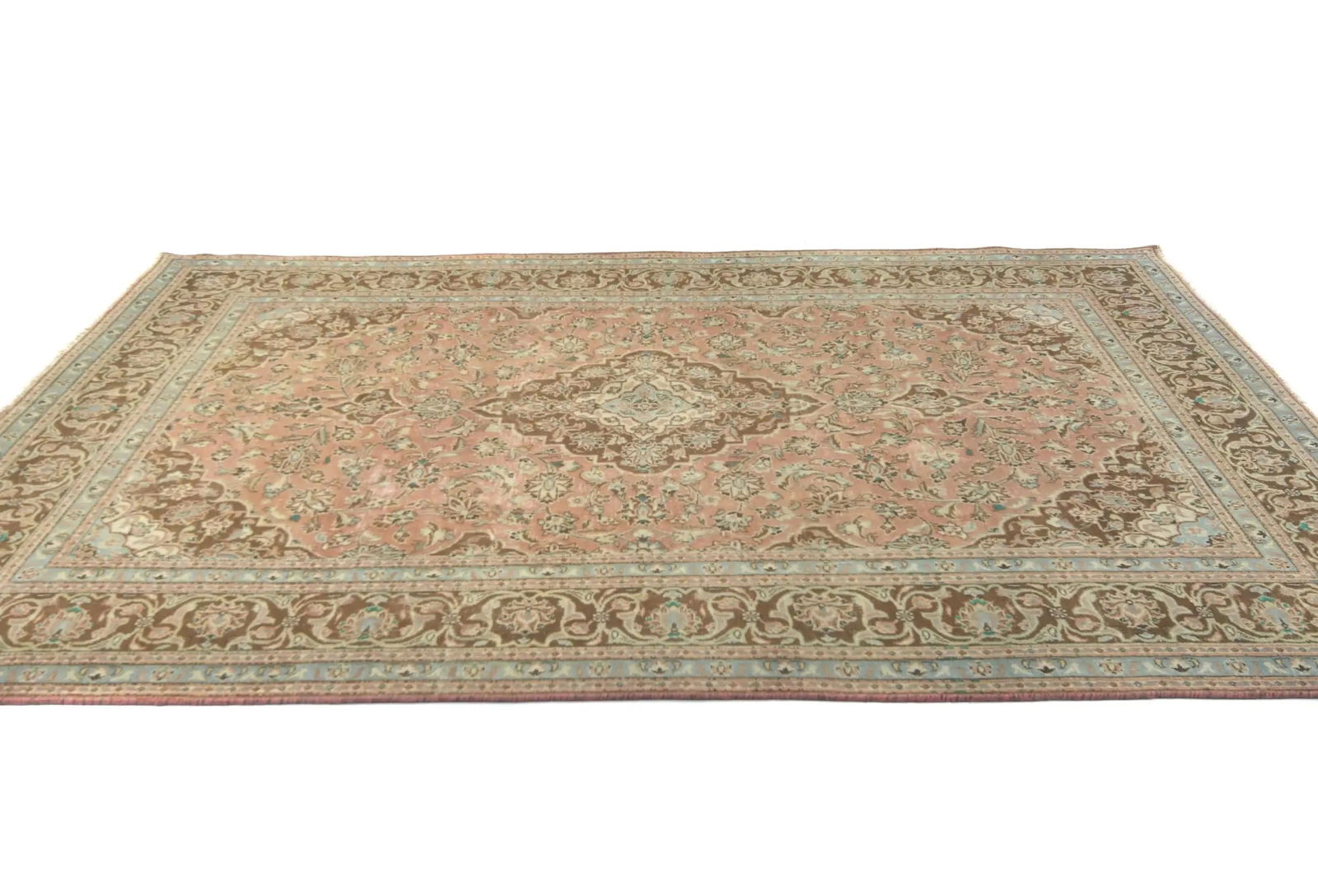 Semi Antique Muted Salmon Floral 6X9 Distressed Vintage Oriental Rug - 4