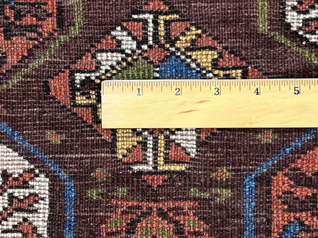 Antique Persian Tribal Balouch Hand-Knotted Brown Wool Geometric Rug 4'4" x 8'7" - 14
