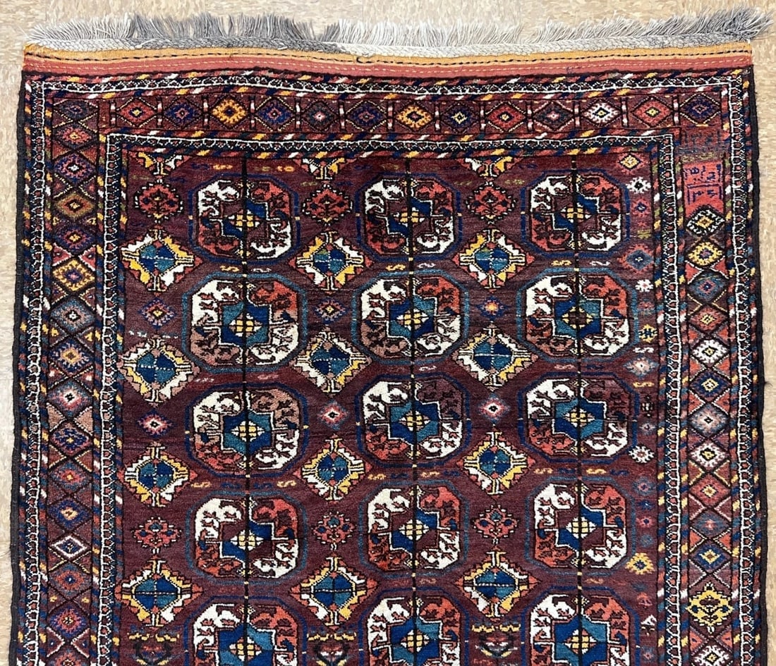 Antique Persian Tribal Balouch Hand-Knotted Brown Wool Geometric Rug 4'4" x 8'7" - 5