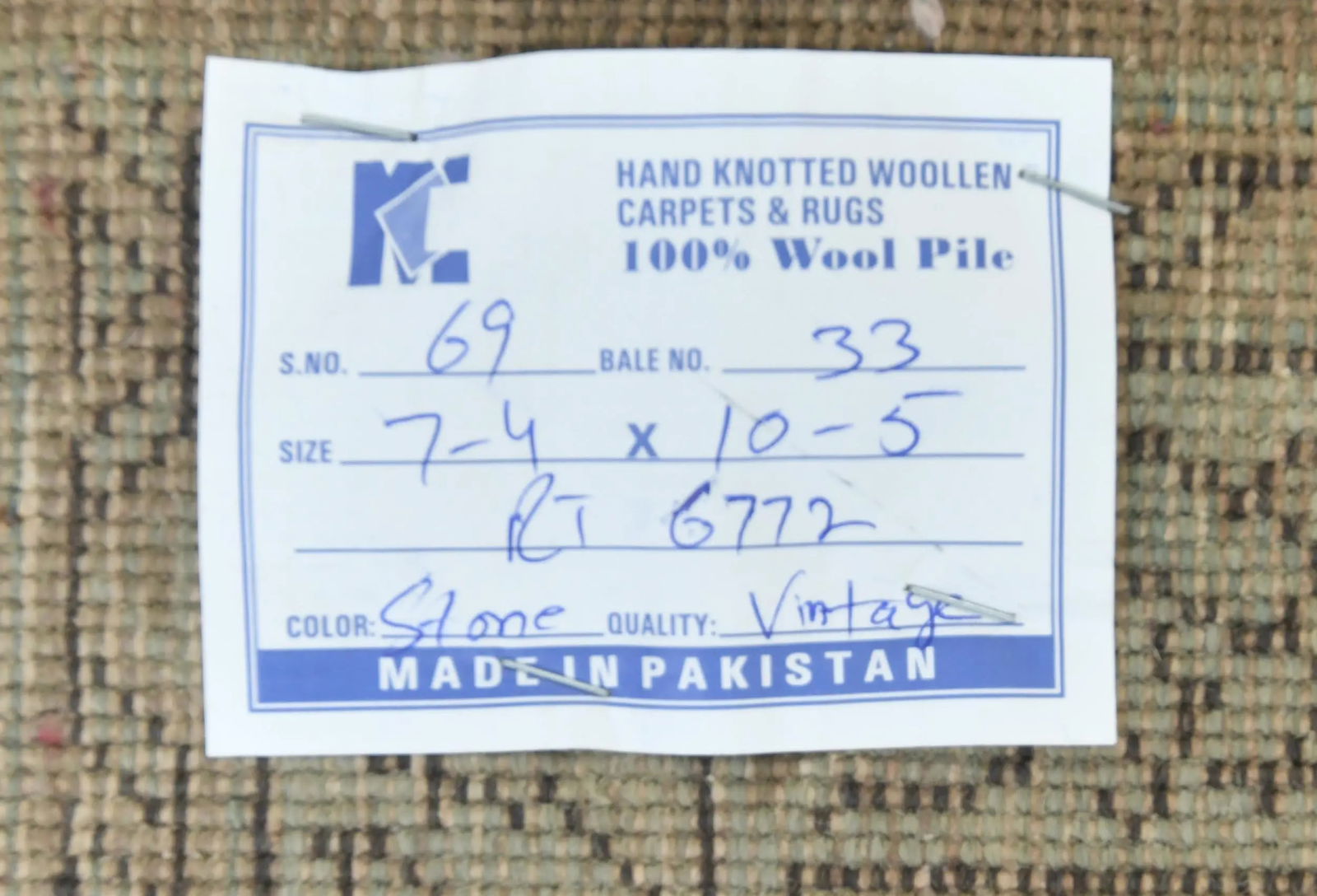 Semi Antique Muted Khaki Floral 7X10 Distressed Vintage Oriental Rug - 13