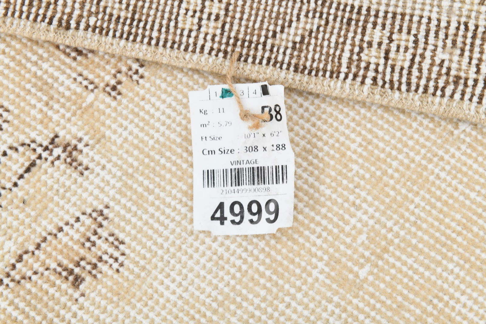 6'2'' x 10'1'' Handmade Vintage Wool Rug - 4999 - 19