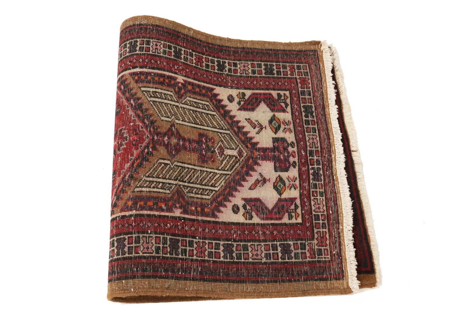 Vintage Red Tribal 2'4X4 Meshkin Persian Rug - 12