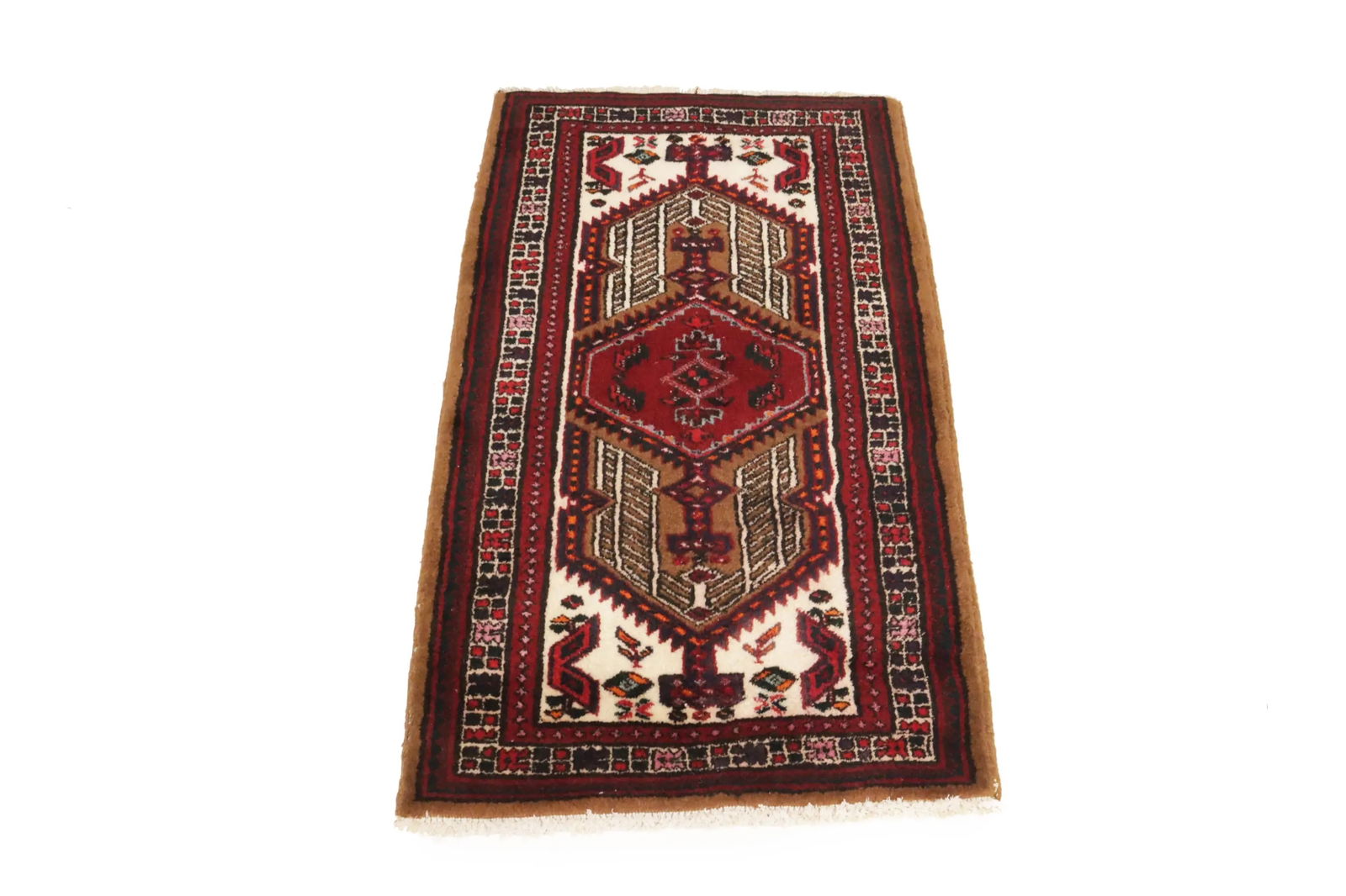 Vintage Red Tribal 2'4X4 Meshkin Persian Rug - 2