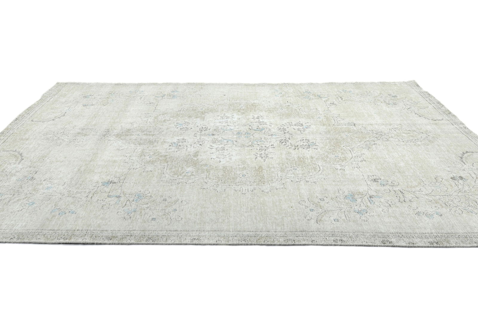 Muted Beige Antique Floral Traditional 6X9 Distressed Vintage Oriental Rug - 4