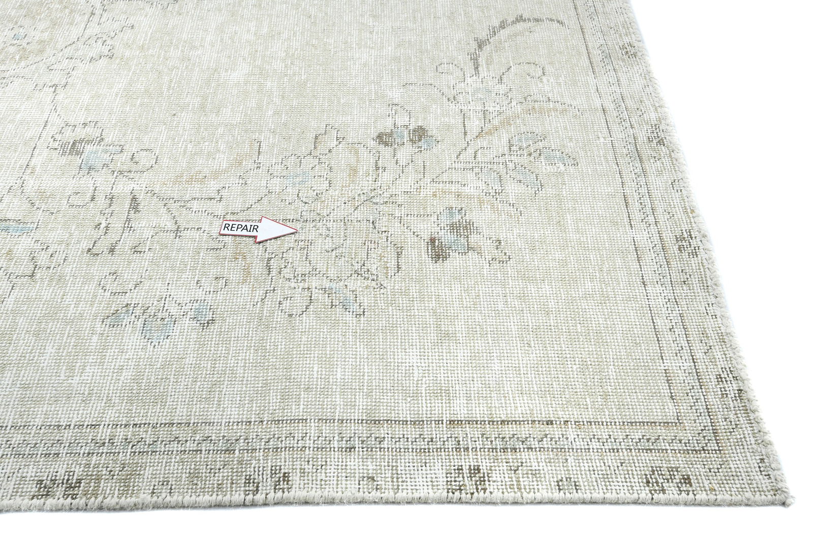 Muted Beige Antique Floral Traditional 6X9 Distressed Vintage Oriental Rug - 8