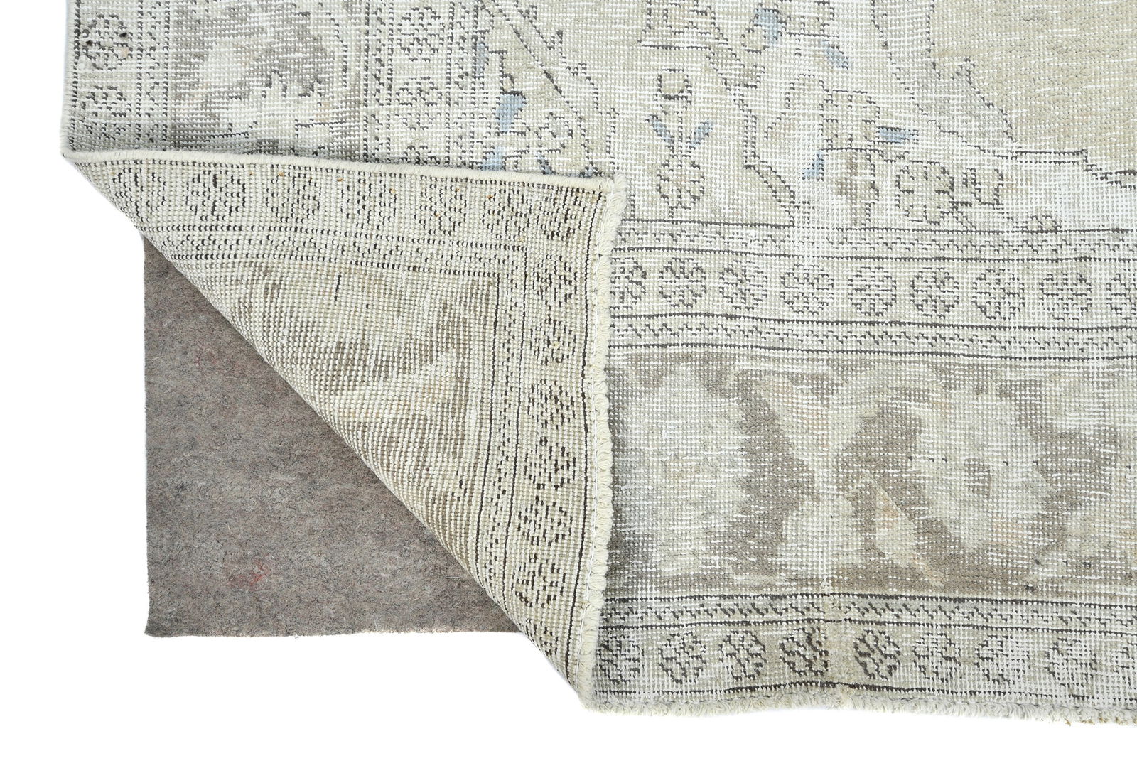 Muted Beige Antique Floral Traditional 7X9 Distressed Vintage Oriental Rug - 12