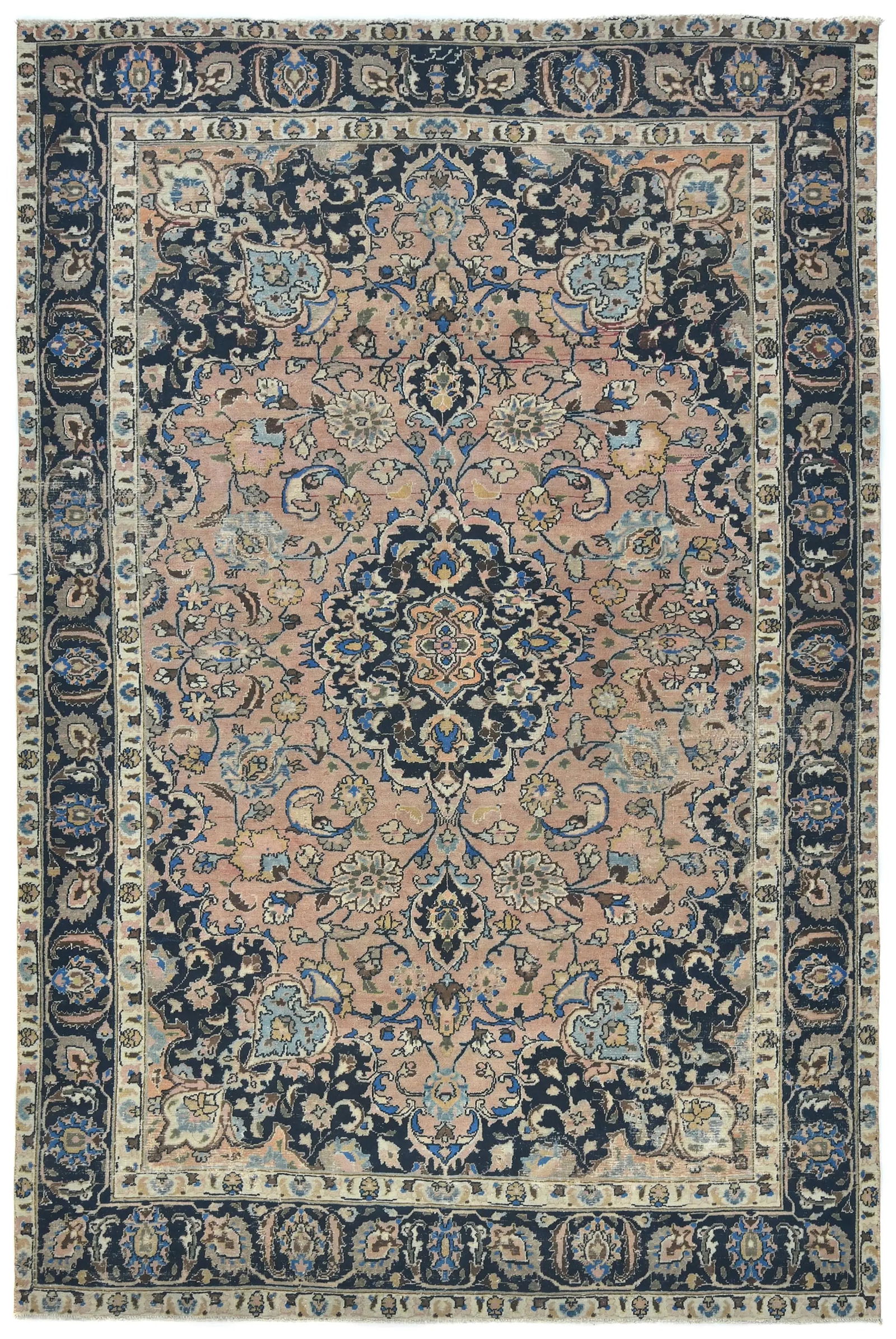 Semi Antique Muted Light Salmon Floral 8X11 Distressed Vintage Oriental Rug (1 of 13)