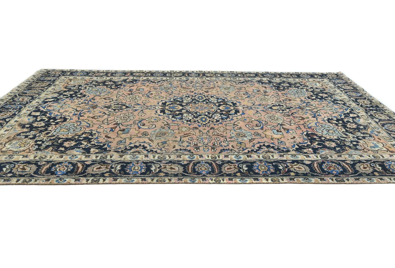 Semi Antique Muted Light Salmon Floral 8X11 Distressed Vintage Oriental Rug - 4