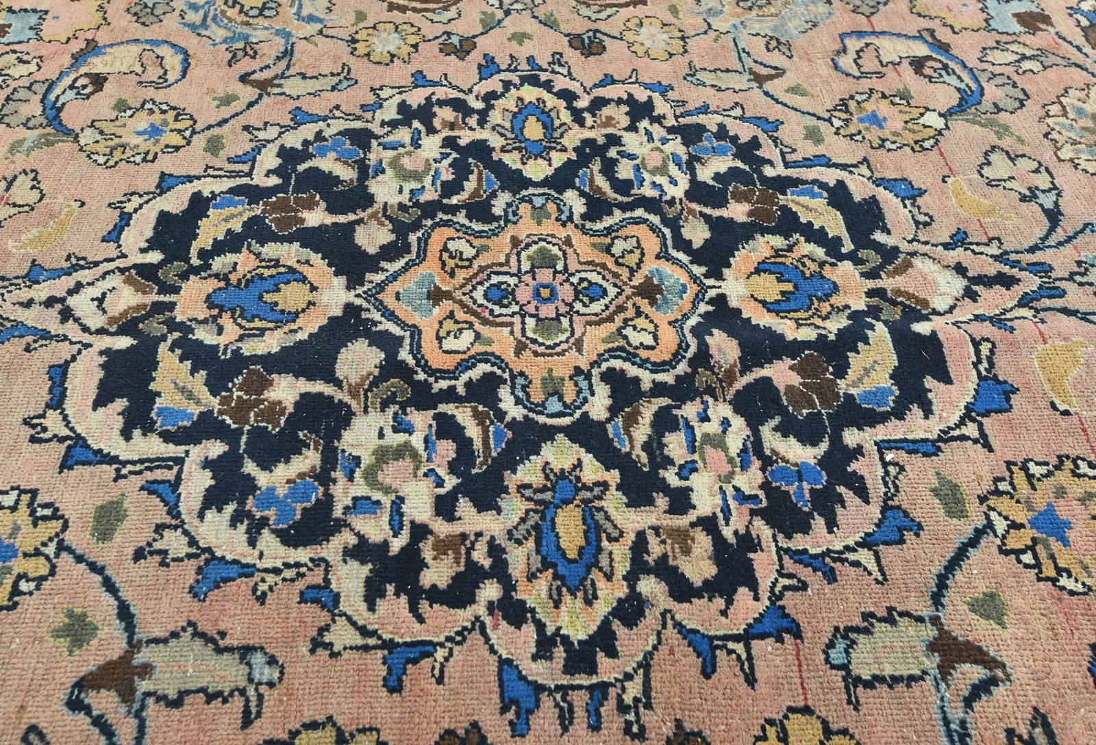 Semi Antique Muted Light Salmon Floral 8X11 Distressed Vintage Oriental Rug - 5