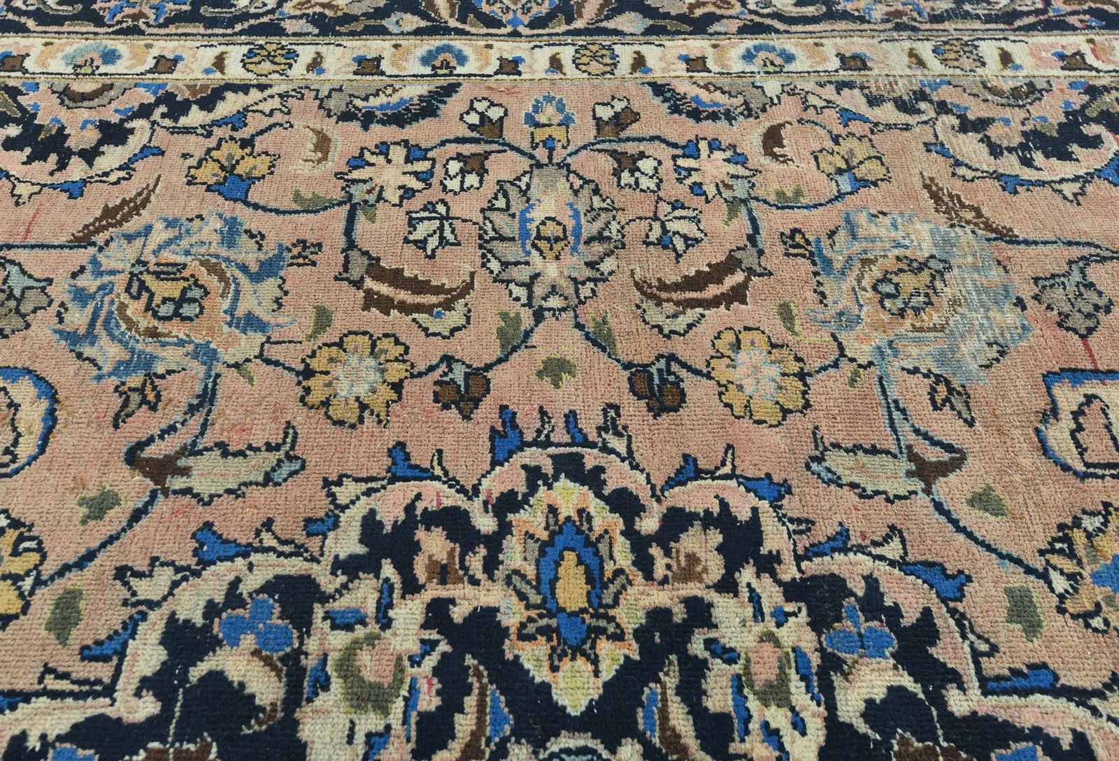 Semi Antique Muted Light Salmon Floral 8X11 Distressed Vintage Oriental Rug - 7