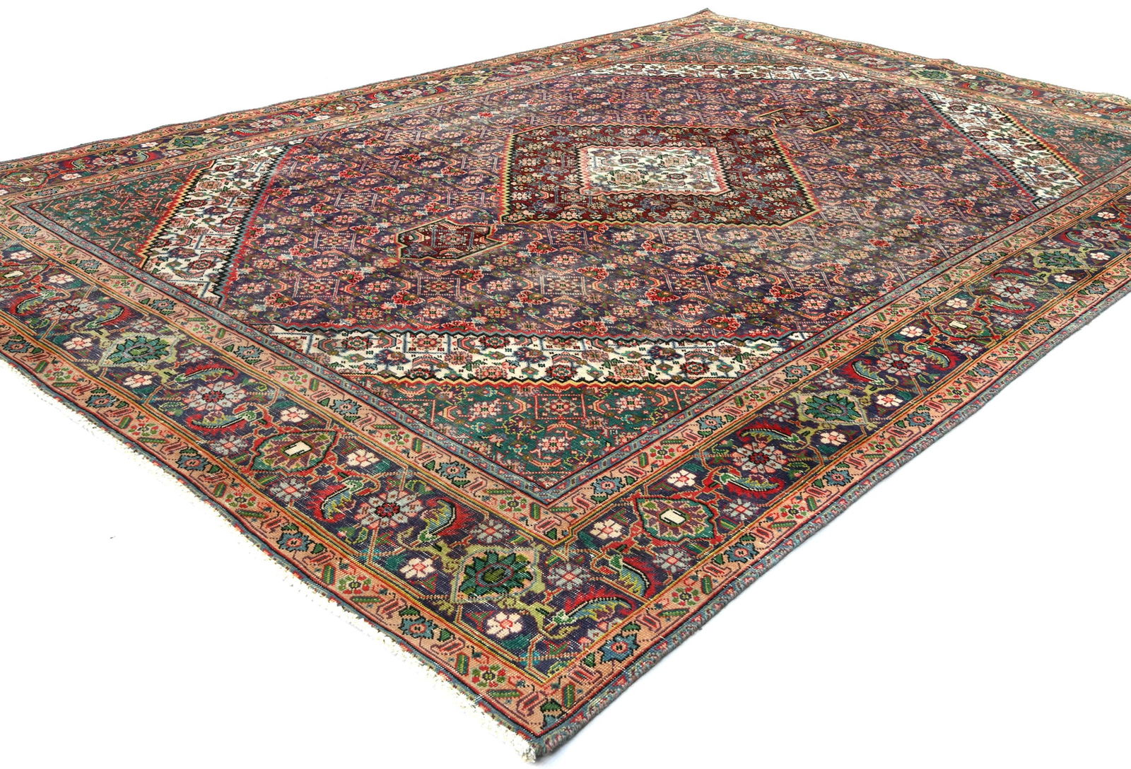 Semi Antique Floral Traditional 6'6X9'3 Distressed Vintage Oriental Rug - 3