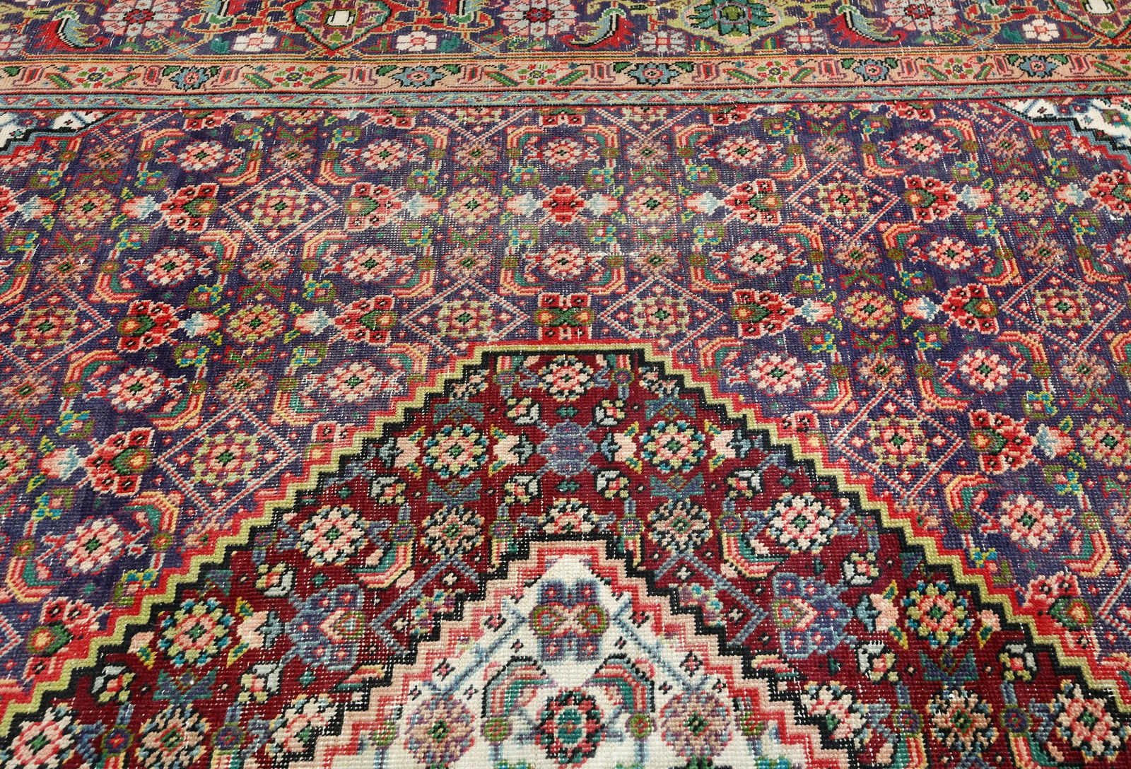 Semi Antique Floral Traditional 6'6X9'3 Distressed Vintage Oriental Rug - 7