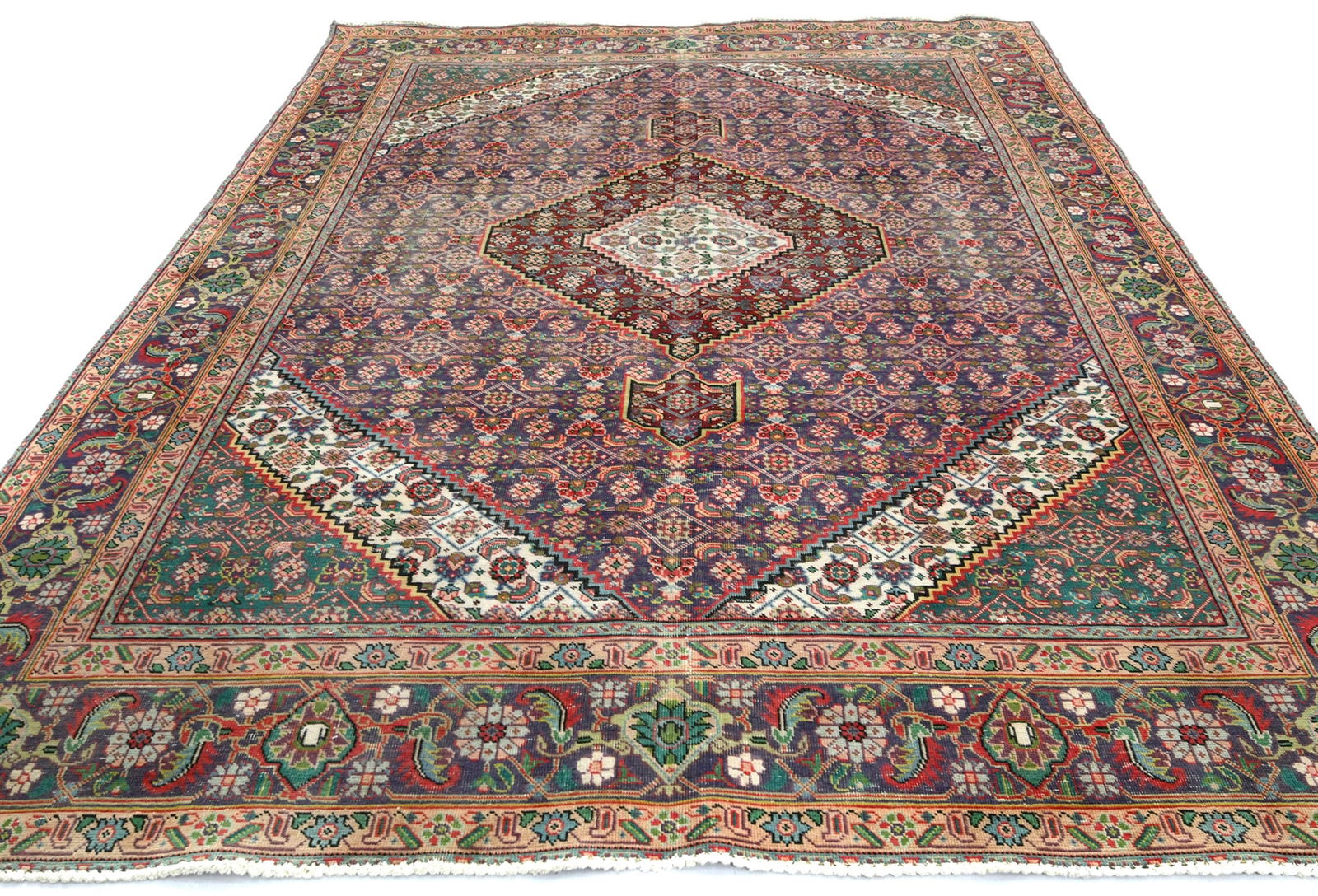 Semi Antique Floral Traditional 6'6X9'3 Distressed Vintage Oriental Rug - 9