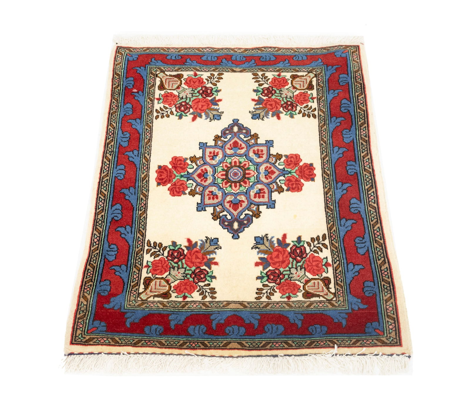 Vintage Cream Floral Tribal 2X3 Bidjar Persian Rug - 11