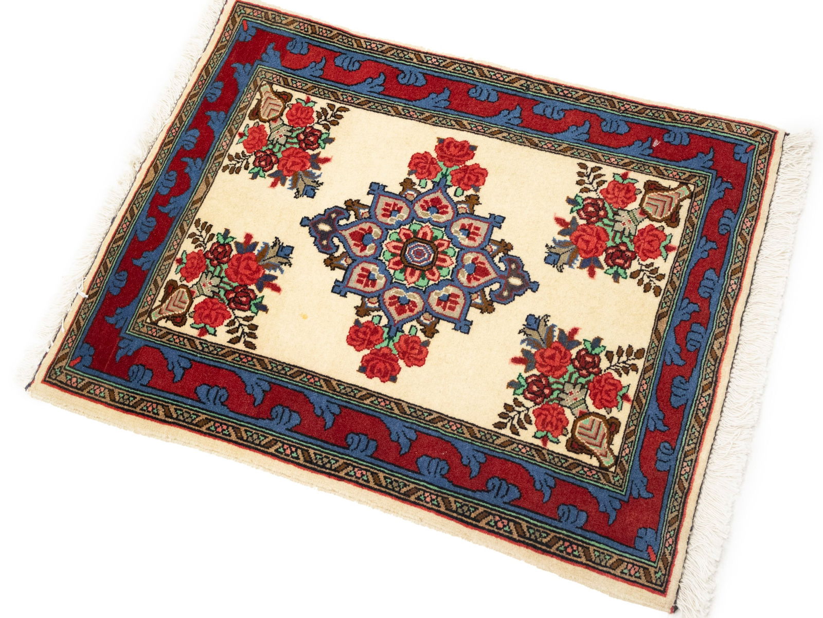 Vintage Cream Floral Tribal 2X3 Bidjar Persian Rug - 4