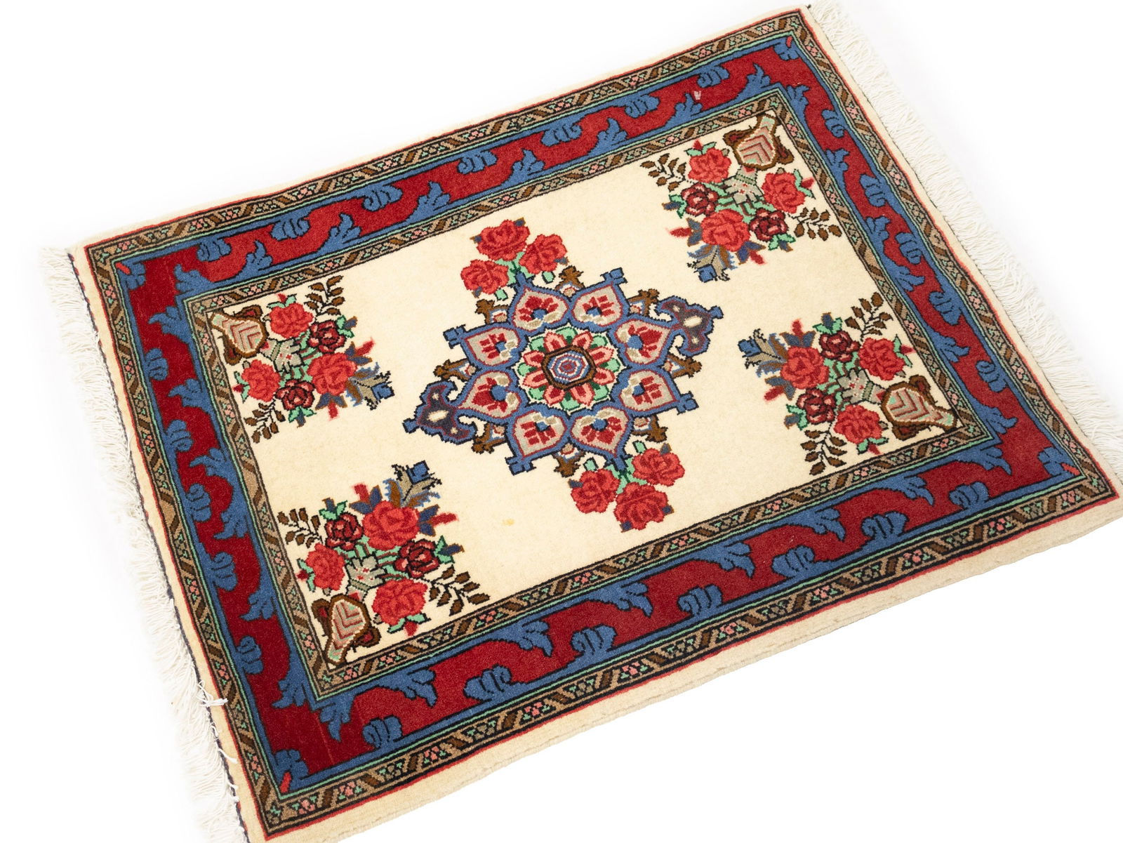 Vintage Cream Floral Tribal 2X3 Bidjar Persian Rug - 5