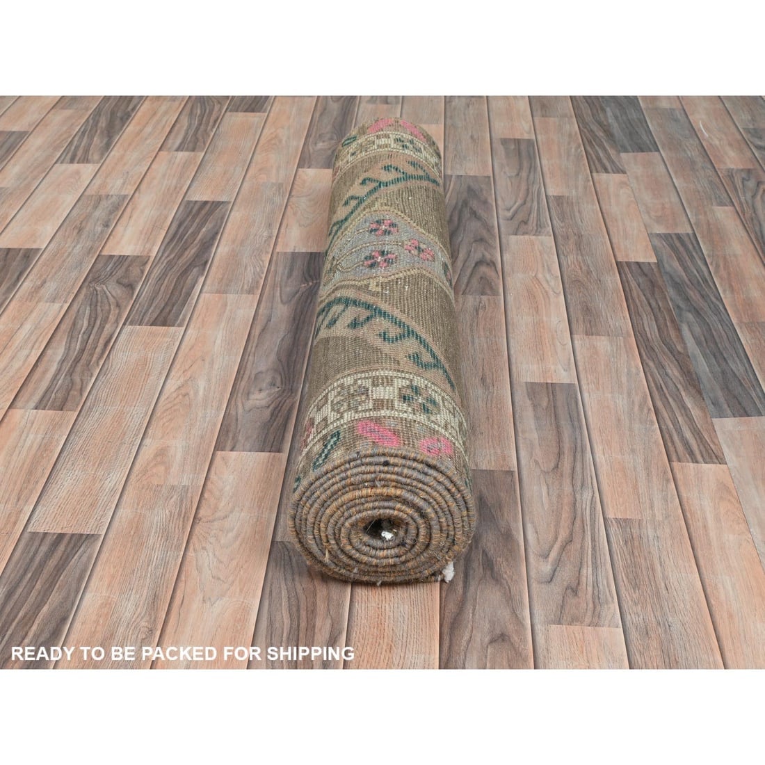 Hazelnut Brown Vintage Northwest Persian Hand Knotted Pure Wool Rug - 5