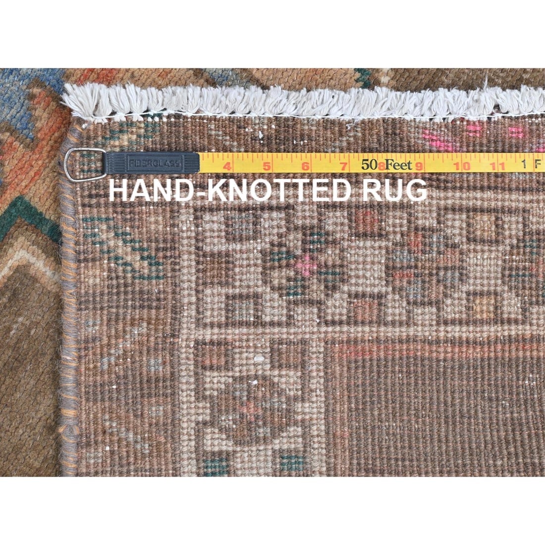 Hazelnut Brown Vintage Northwest Persian Hand Knotted Pure Wool Rug - 7