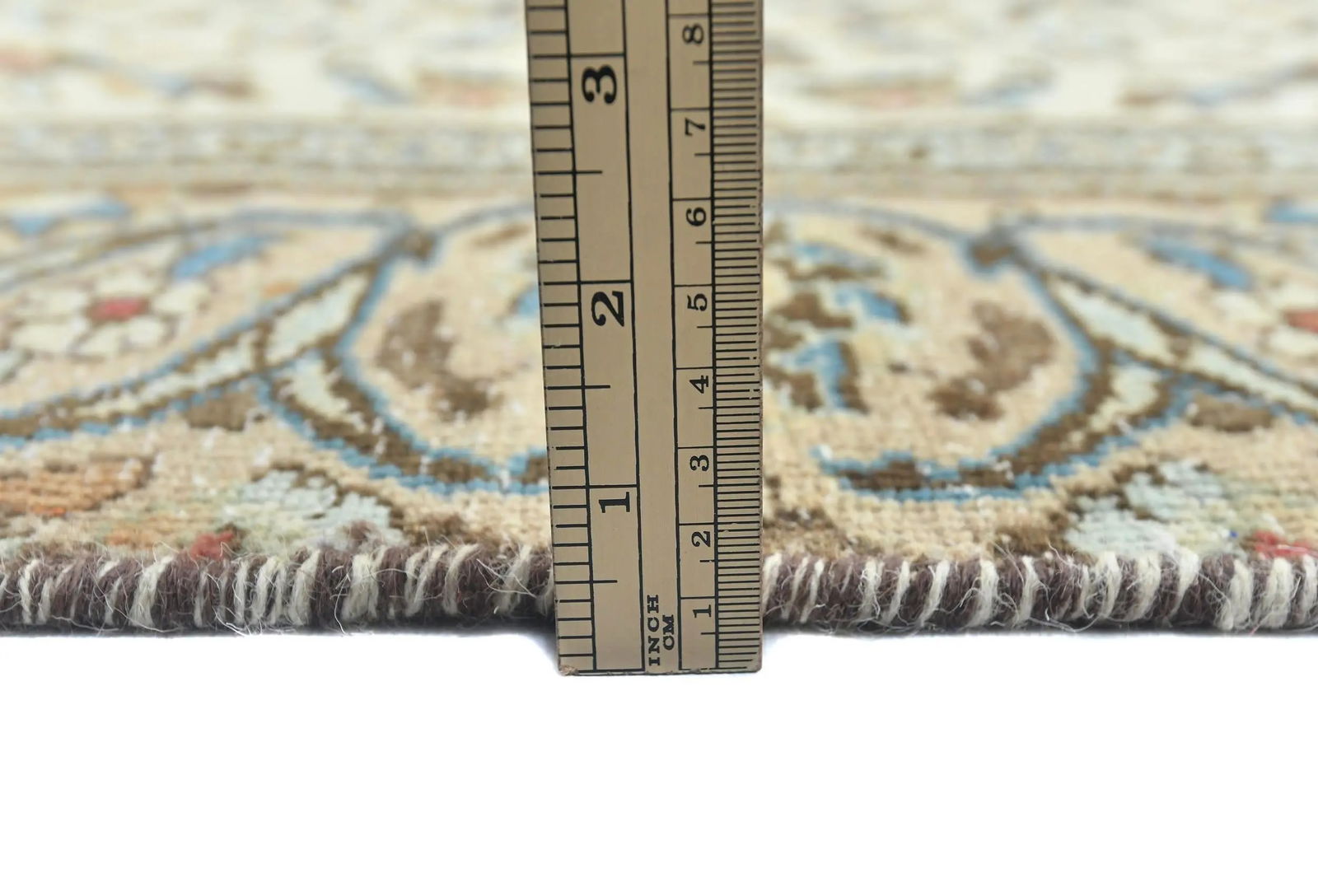 Semi Antique Muted Cream Floral 6X9 Distressed Vintage Oriental Rug - 10