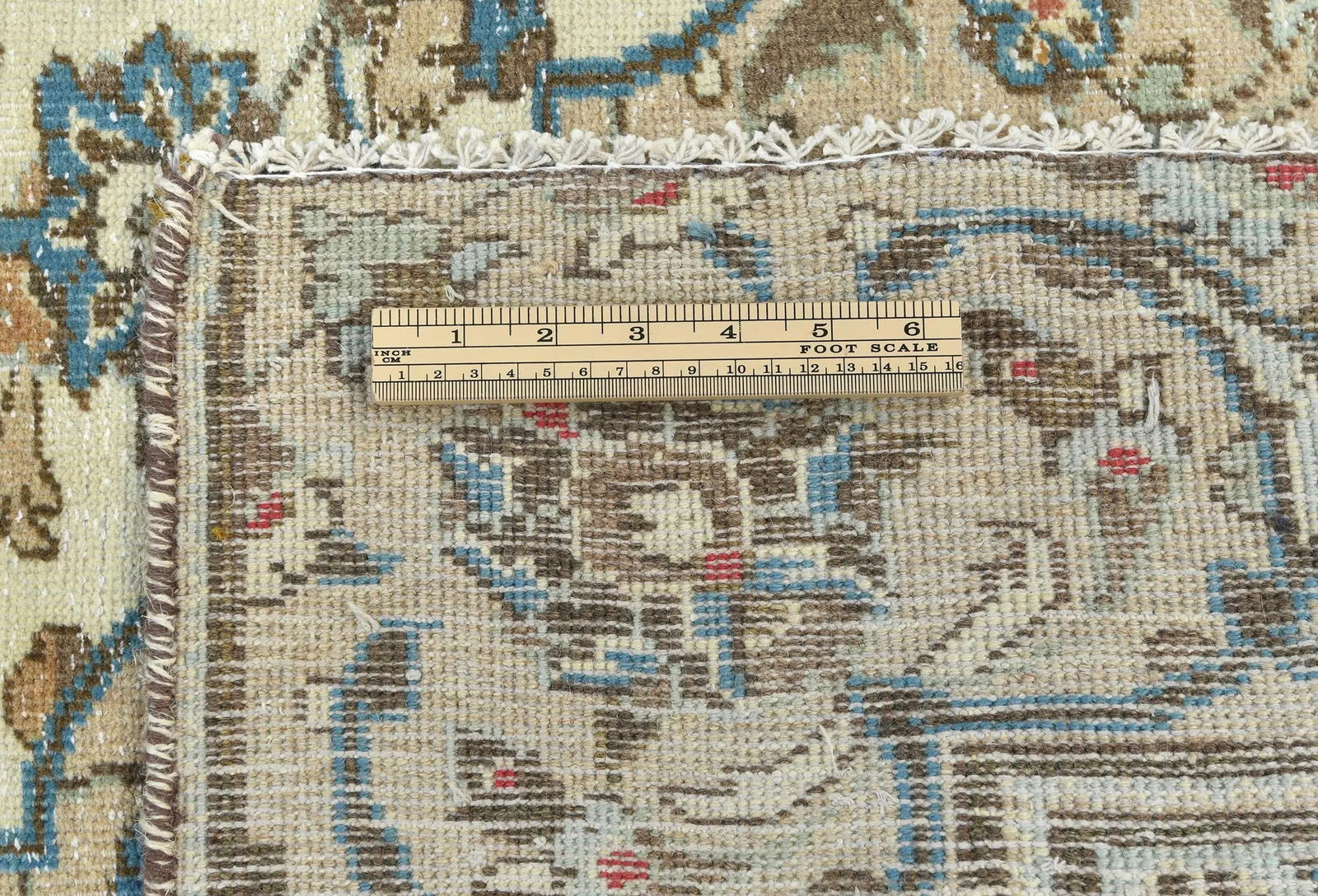 Semi Antique Muted Cream Floral 6X9 Distressed Vintage Oriental Rug - 11