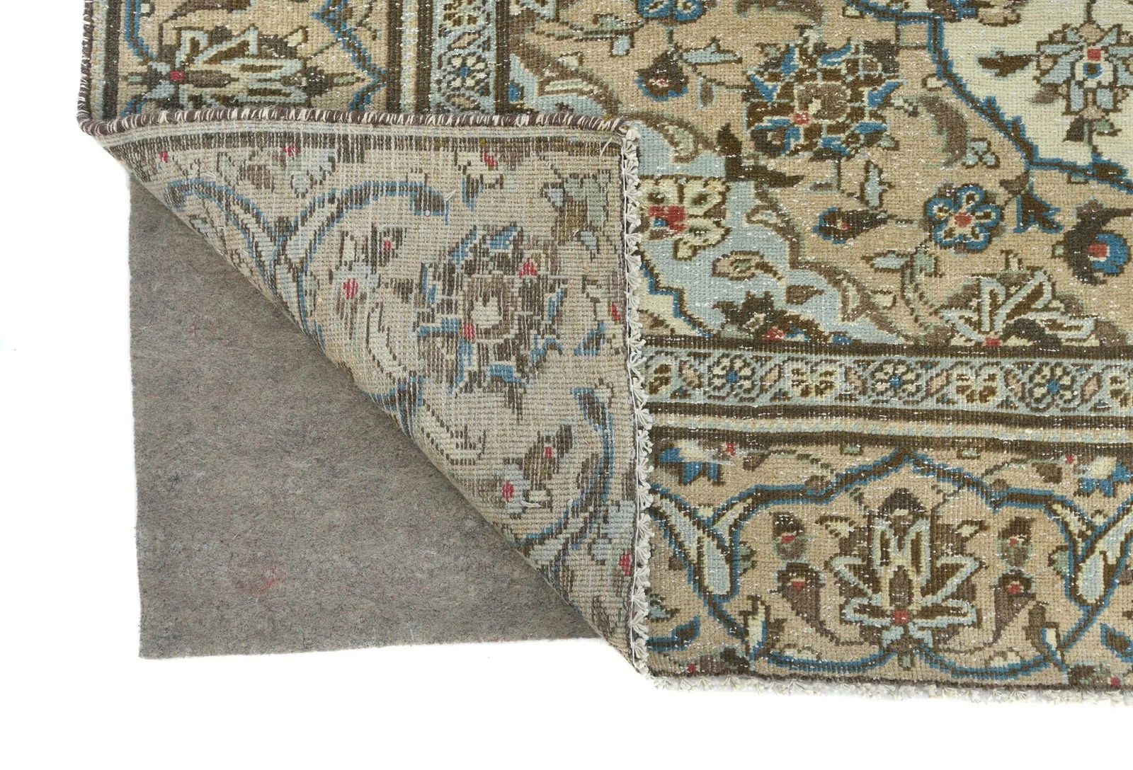 Semi Antique Muted Cream Floral 6X9 Distressed Vintage Oriental Rug - 12