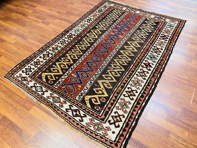 Antique Strip design Kazak Caucasian rug-1475 - 2