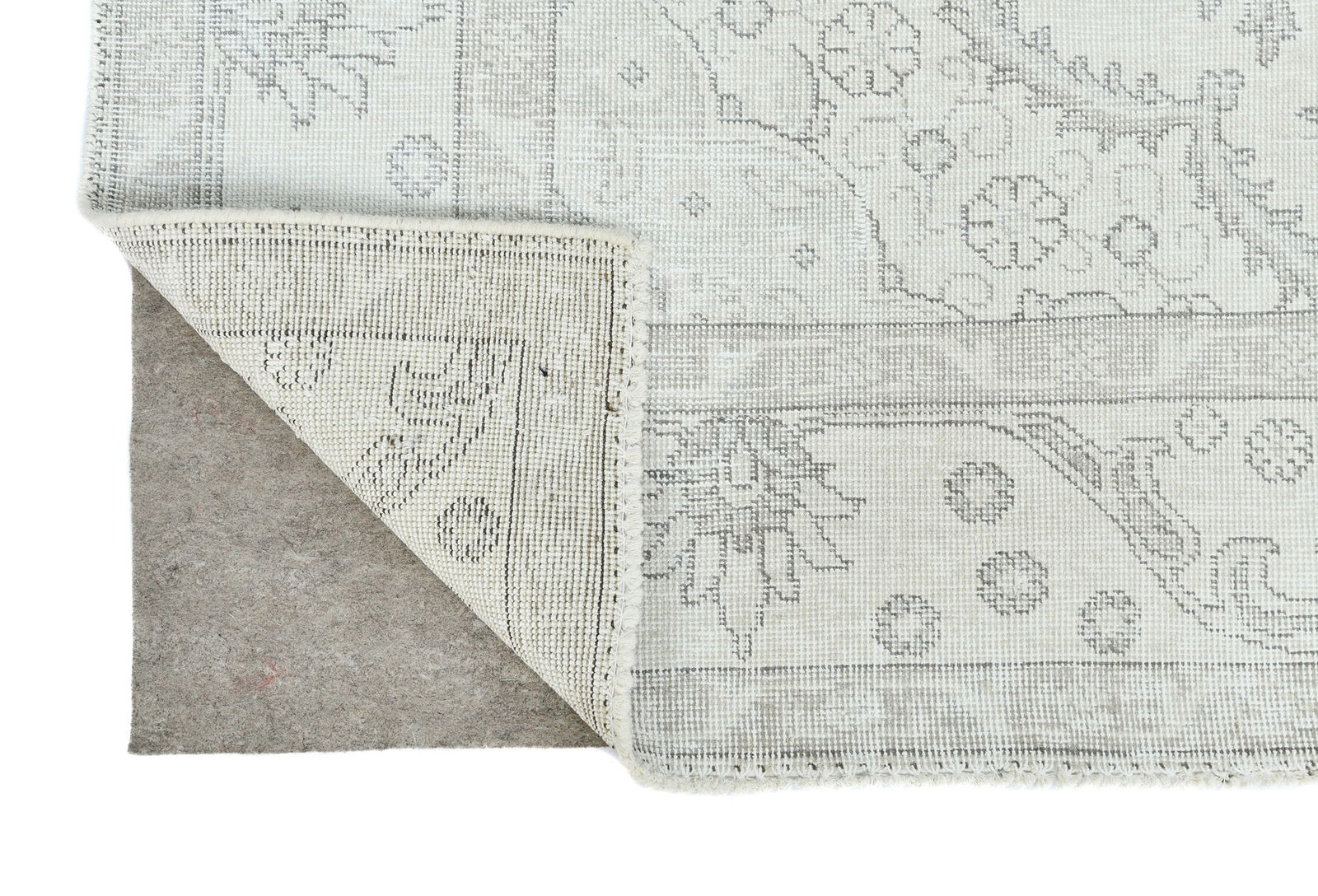 Antique Muted Beige Floral 6X9 Distressed Vintage Oriental Rug - 13