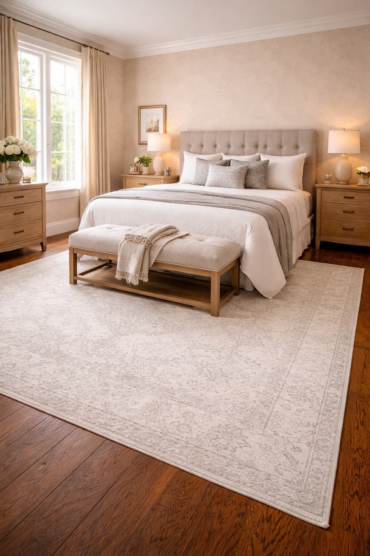 Antique Muted Beige Floral 6X9 Distressed Vintage Oriental Rug - 2