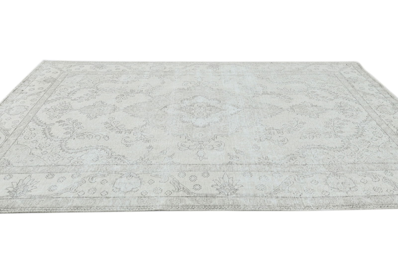 Antique Muted Beige Floral 6X9 Distressed Vintage Oriental Rug - 5