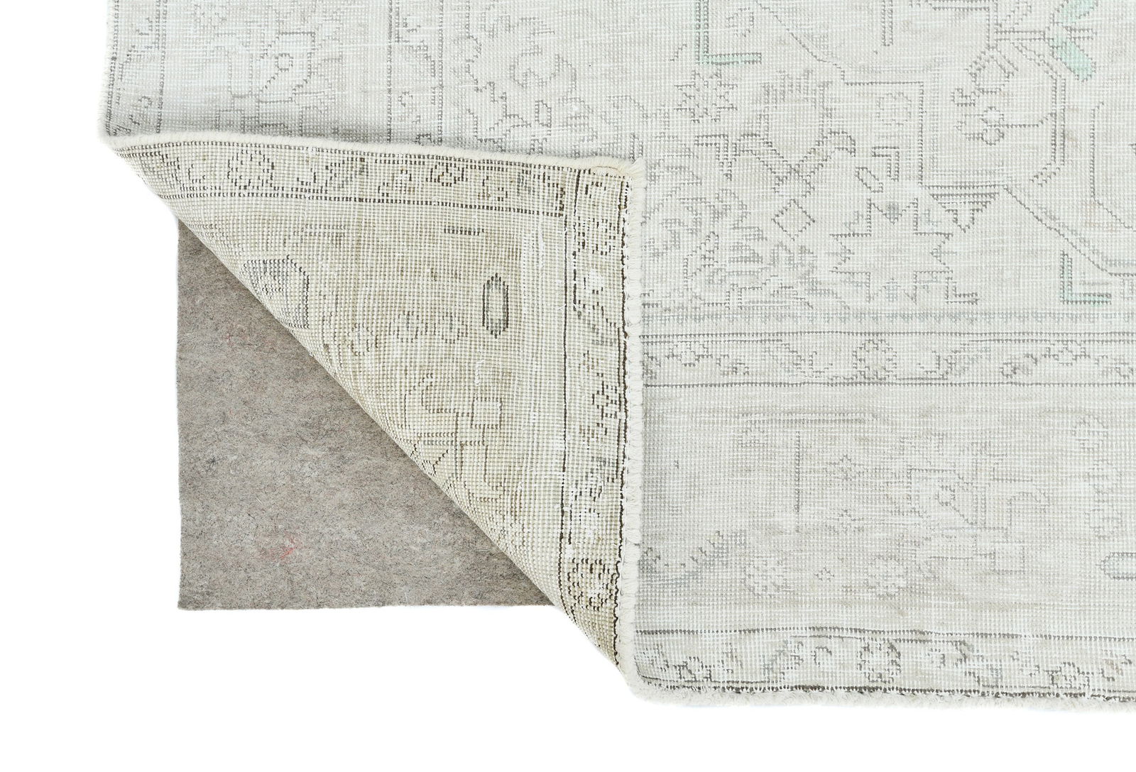 Antique Muted Beige Floral 6X9 Distressed Vintage Oriental Rug - 13