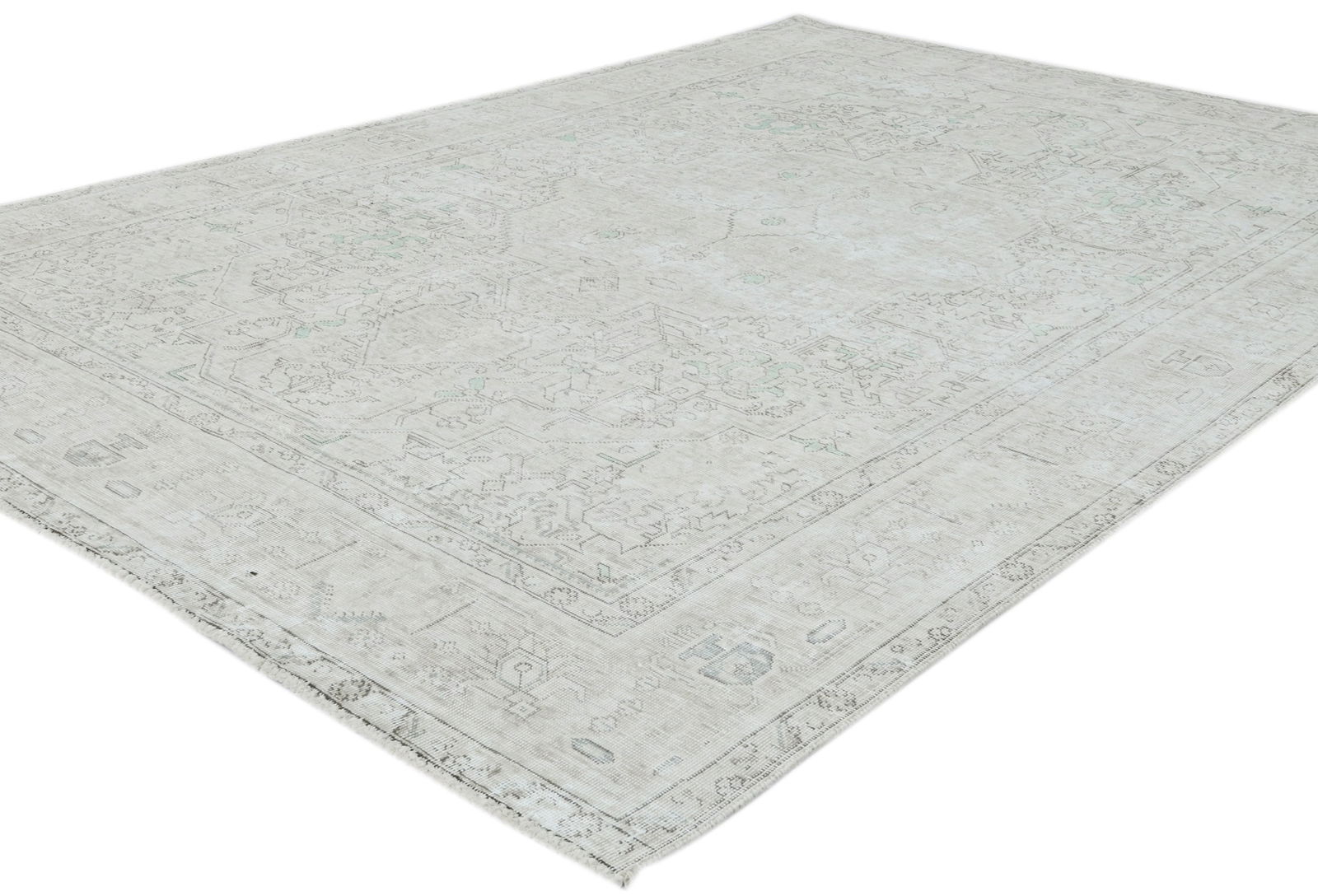 Antique Muted Beige Floral 6X9 Distressed Vintage Oriental Rug - 4