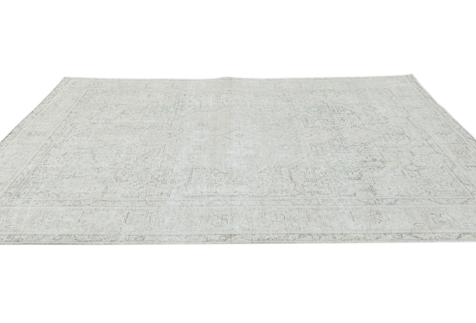 Antique Muted Beige Floral 6X9 Distressed Vintage Oriental Rug - 5