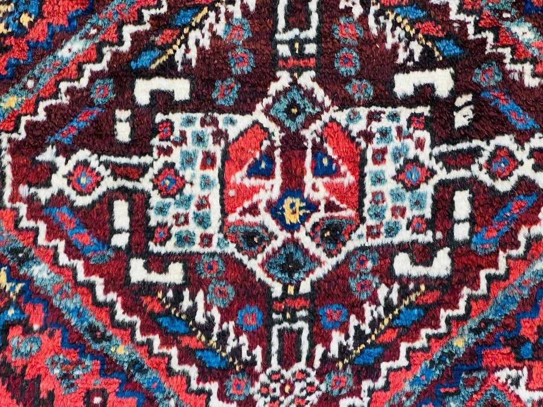 Hand-Knotted Antique Persian Qashqai Tribal Wool Geometric Oriental Area Rug Carpet 6'7" x 10' - 7