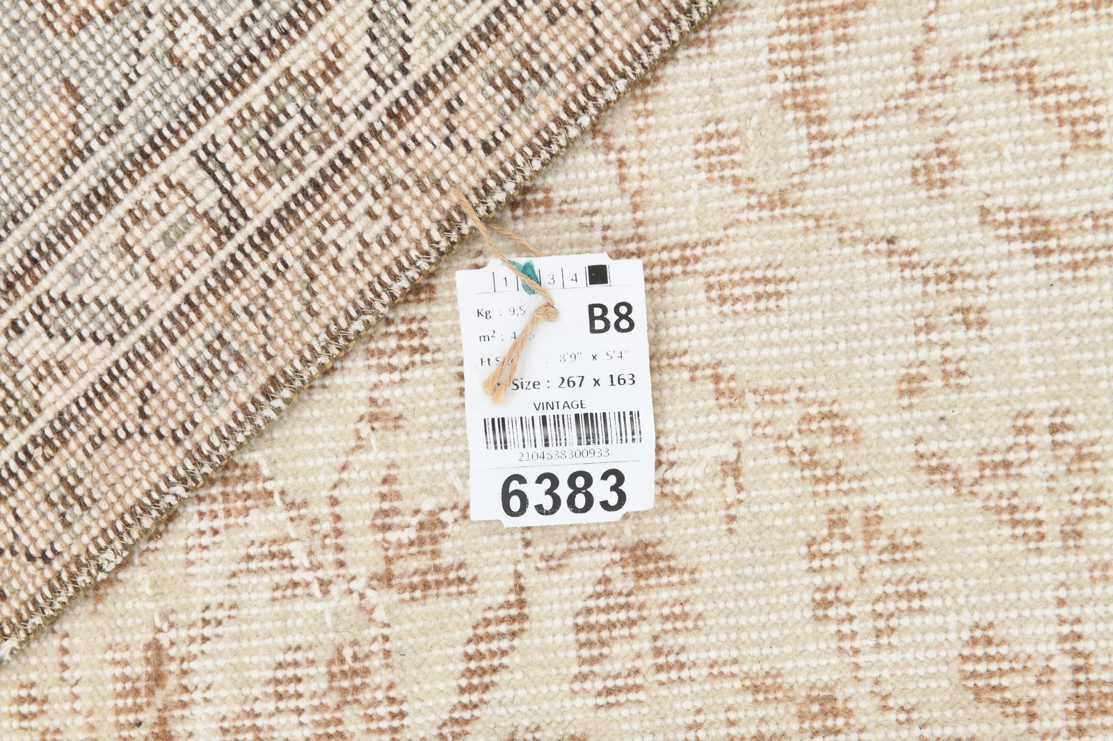 5'4'' x 8'9'' Handmade Vintage Wool Rug - 6383 - 19