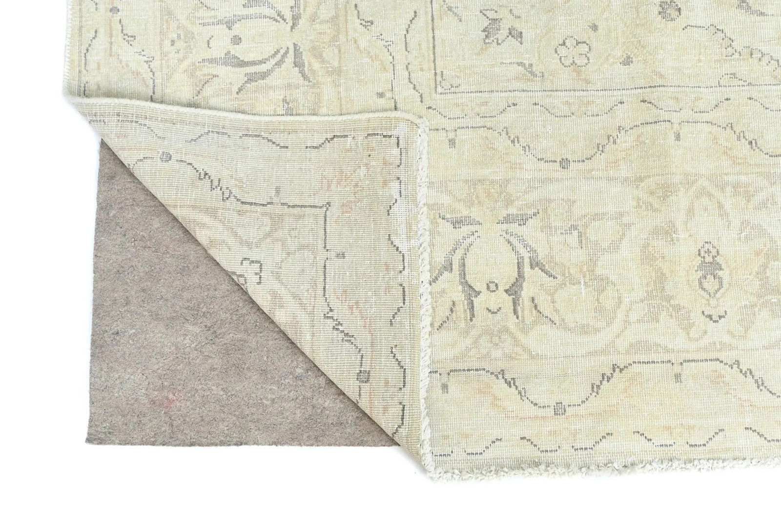 Antique Muted Beige Floral 10X13 Distressed Vintage Oriental Rug - 12