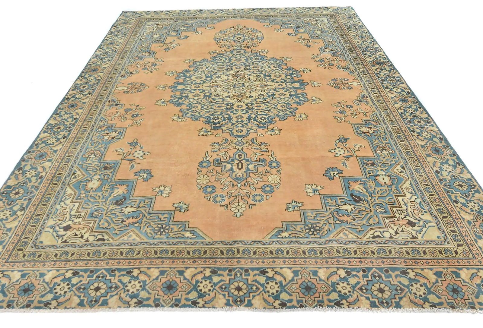 Semi Antique Muted Floral 7'5X10'7 Distressed Vintage Oriental Rug - 2