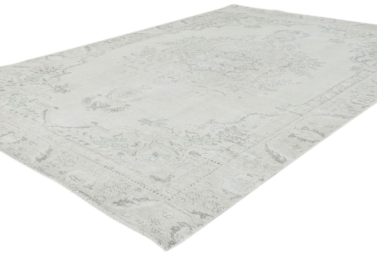 Antique Muted Beige Floral 6X9 Distressed Vintage Oriental Rug - 4