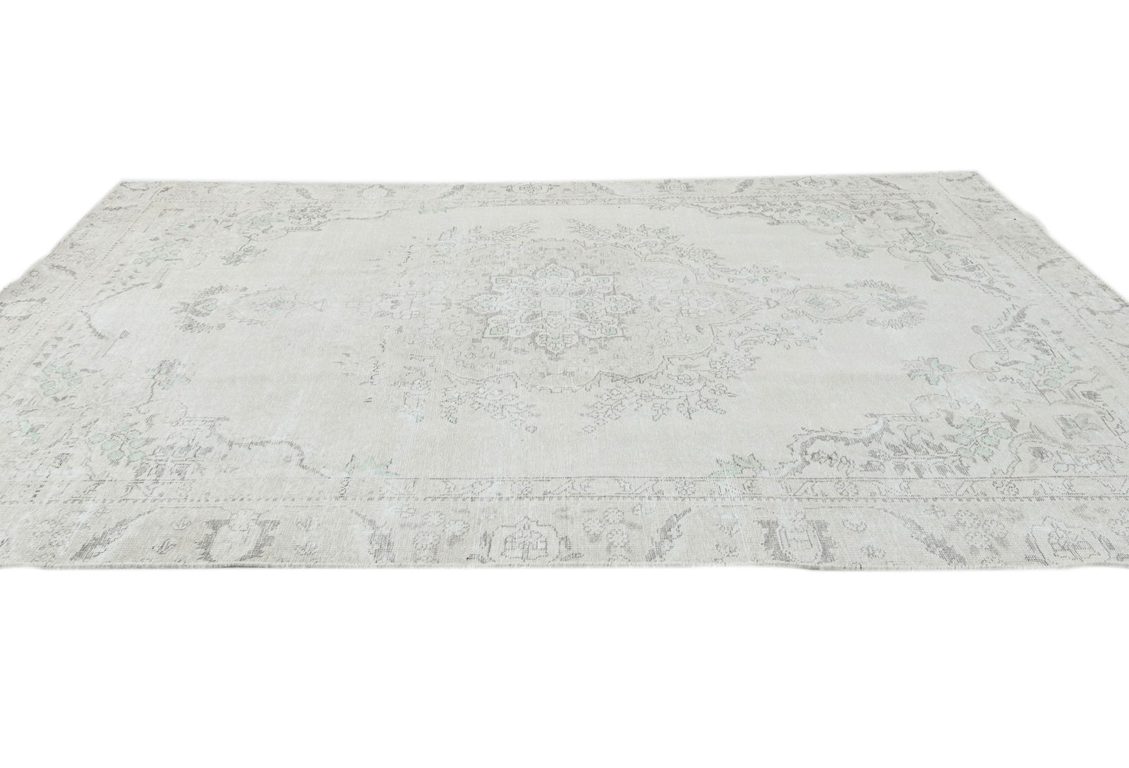 Antique Muted Beige Floral 6X9 Distressed Vintage Oriental Rug - 5