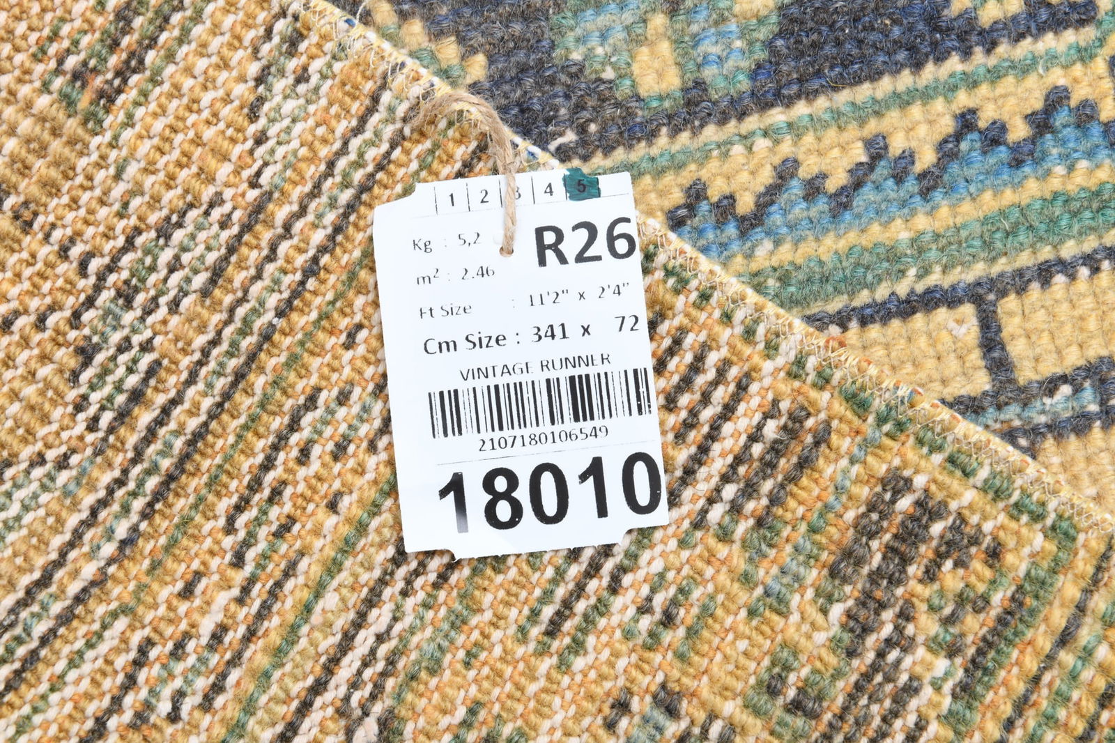 2'4'' x 11'2'' Handmade Vintage Wool Rug - 18010 - 16