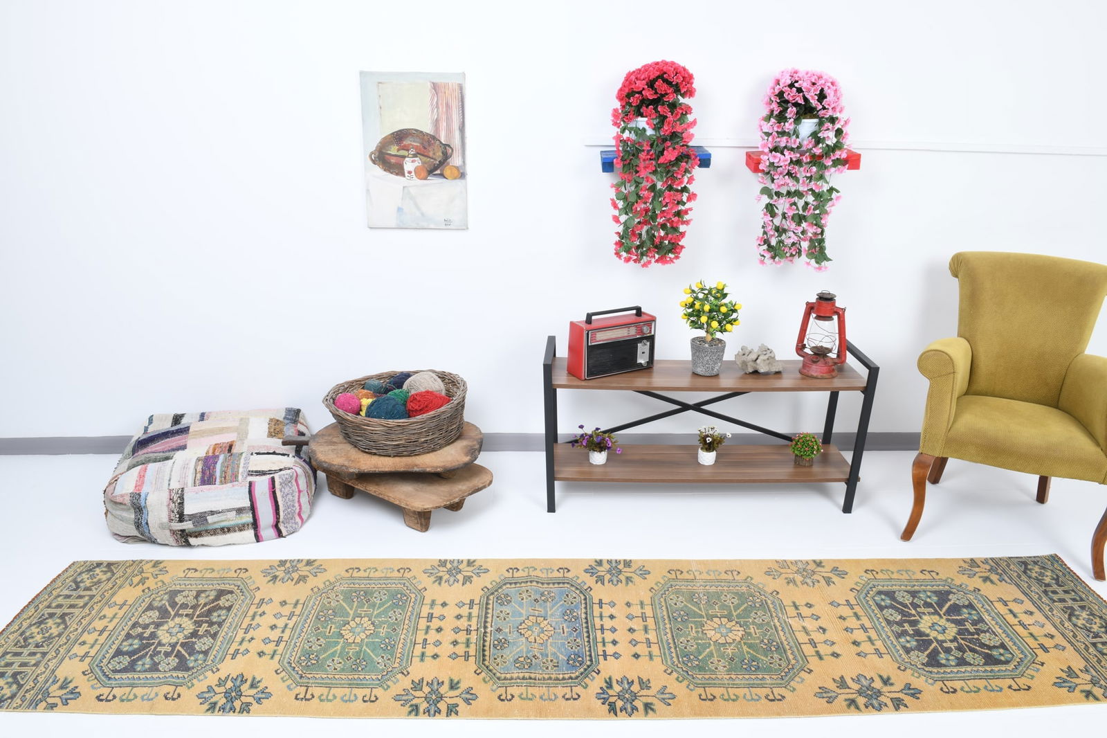 2'4'' x 11'2'' Handmade Vintage Wool Rug - 18010 - 2