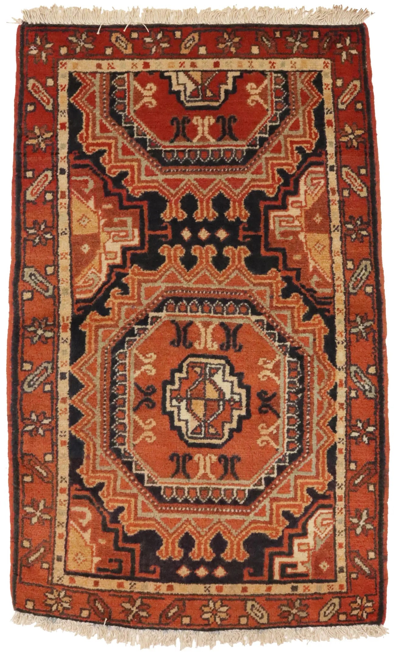 Vintage Tribal Orange 2'2X3'6 Karajeh Persian Rug (1 of 11)