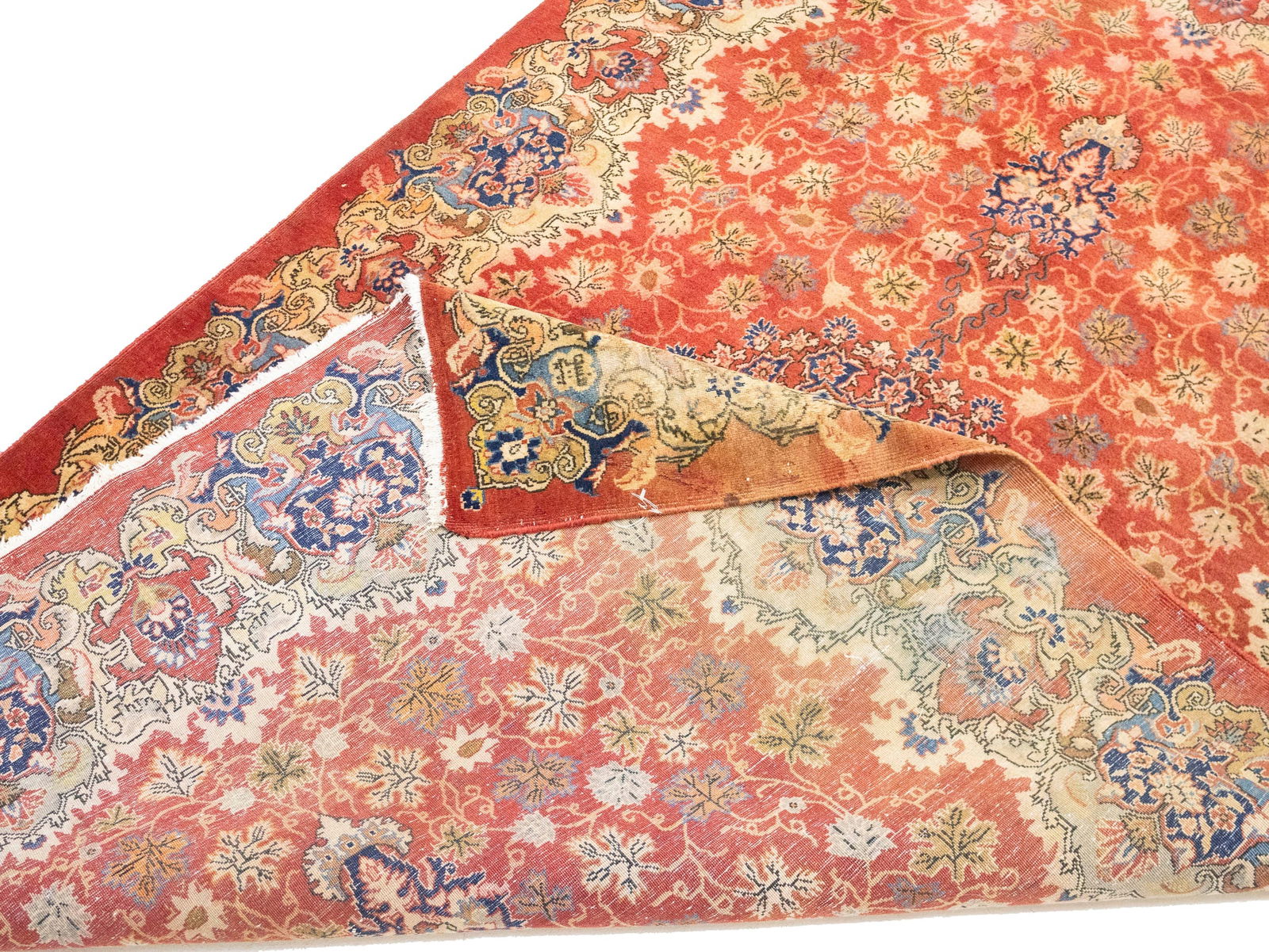 Semi Antique Red Floral 4'5X7 Kashmar Persian Rug - 17