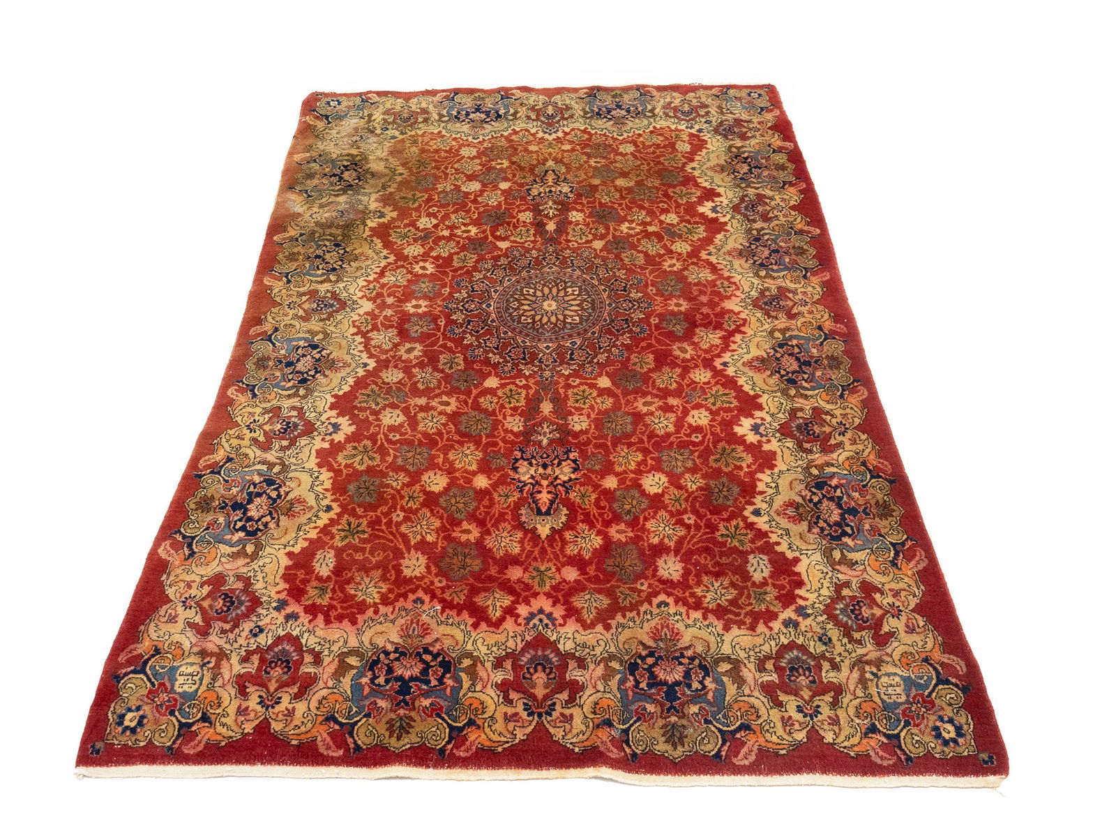 Semi Antique Red Floral 4'5X7 Kashmar Persian Rug - 6