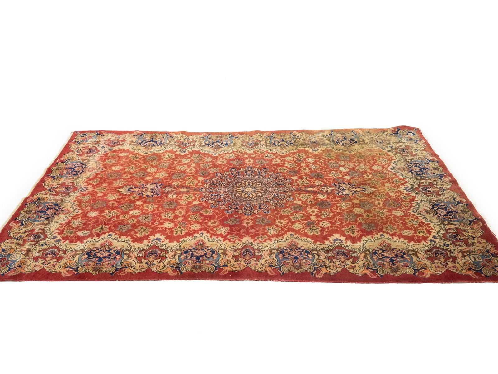 Semi Antique Red Floral 4'5X7 Kashmar Persian Rug - 7