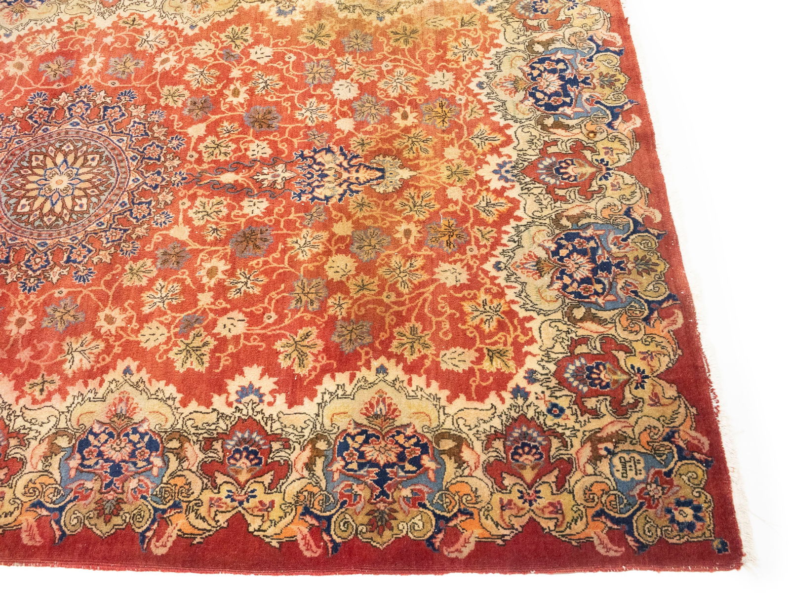 Semi Antique Red Floral 4'5X7 Kashmar Persian Rug - 9