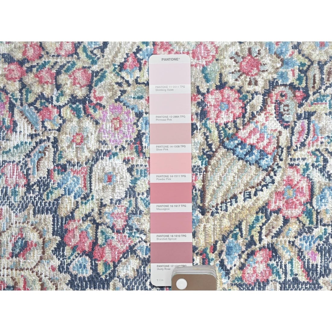 Colorful, Worn Wool Hand Knotted, Vintage Persian Kerman Square Rug - 4