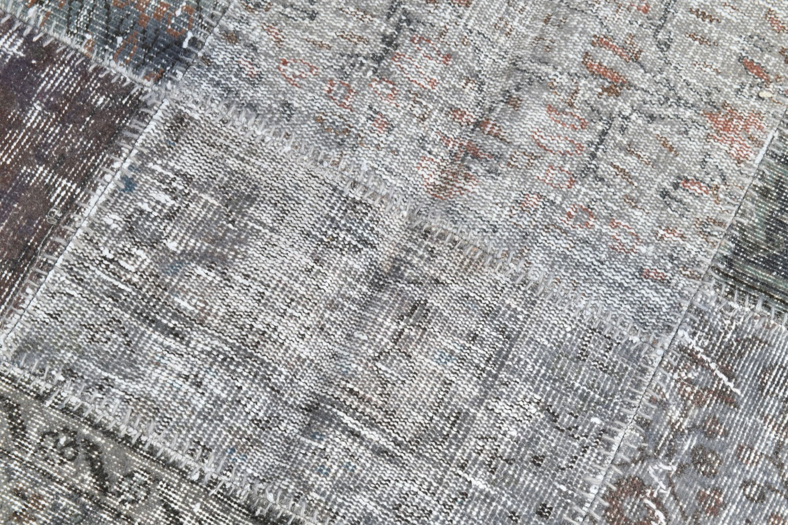 8'2'' x 11'7'' Handmade Vintage Wool Patchwork Rug - 597 - 10