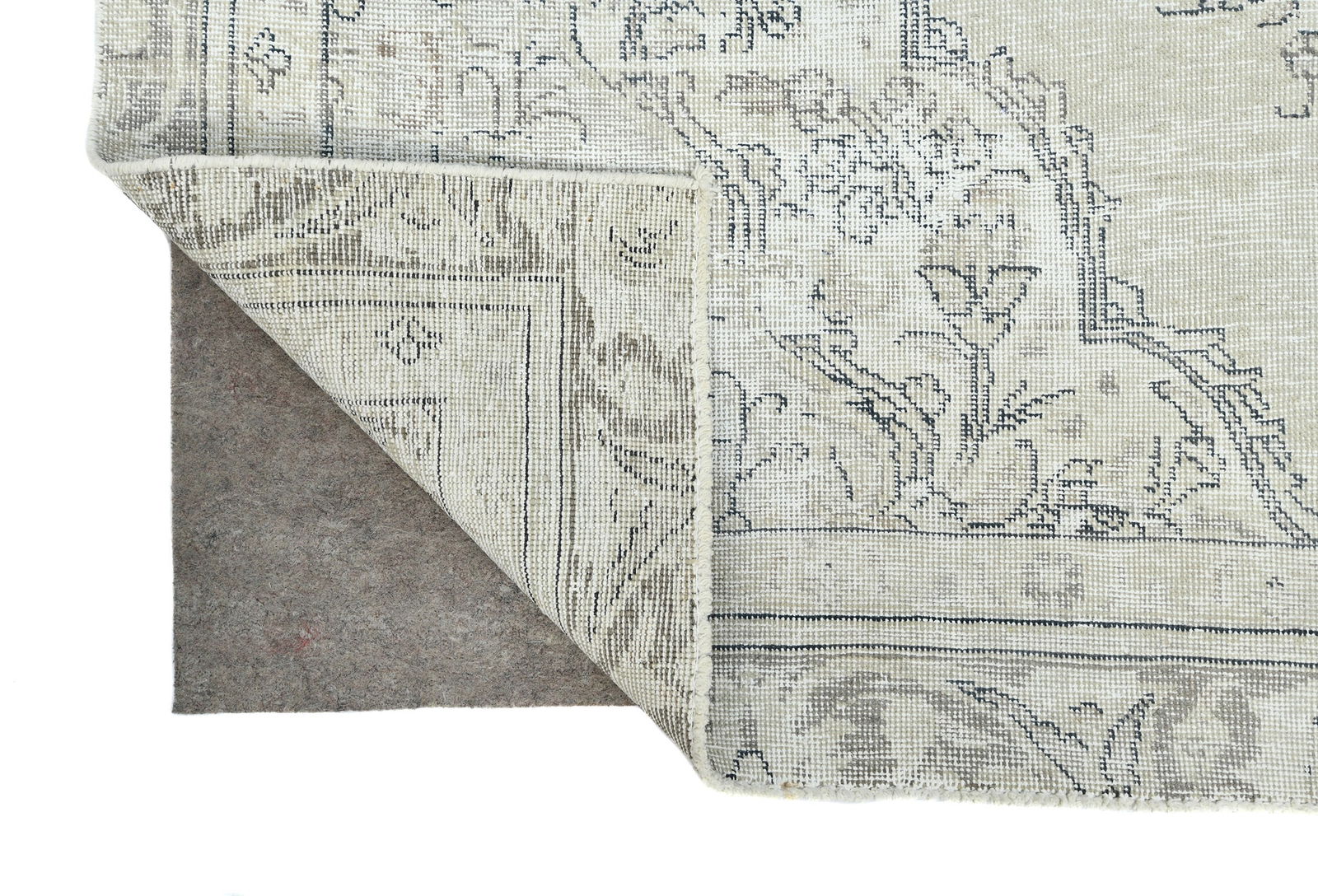 Muted Beige Antique Floral Traditional 6X10 Distressed Vintage Oriental Rug - 12