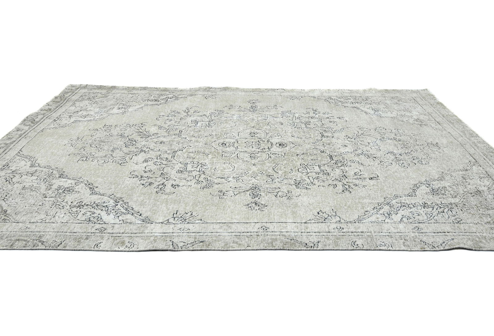 Muted Beige Antique Floral Traditional 6X10 Distressed Vintage Oriental Rug - 4